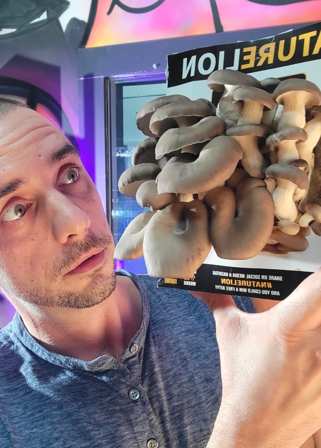 Andrew Langevin - Co-Founder & Visionary at Shyne Coffee, with fresh mushroom grow kit