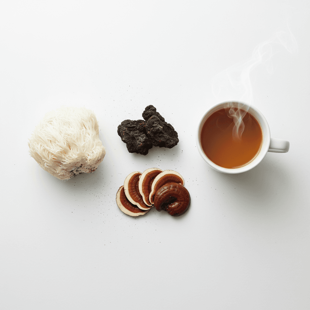 Is Mushroom Coffee Safe - Clean clinical mushroom and coffee setup