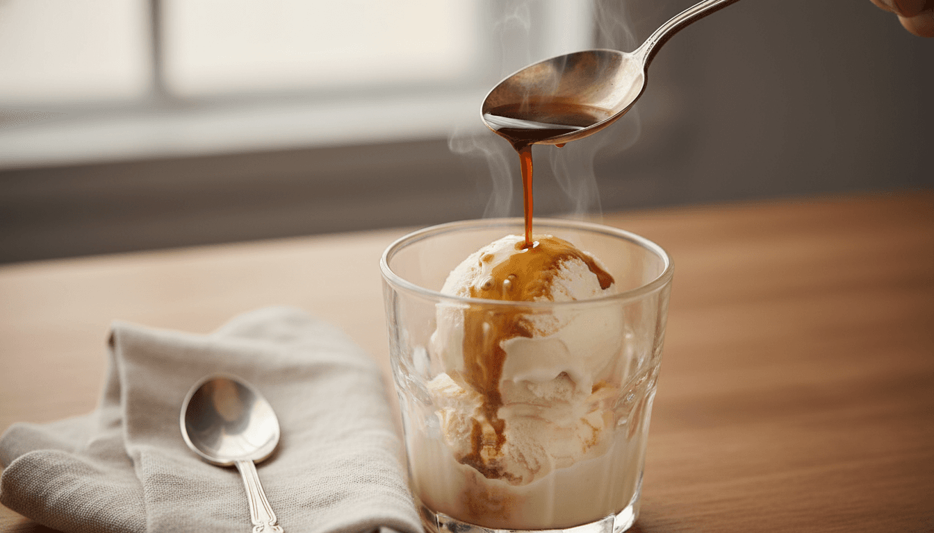 Classic affogato with melting ice cream