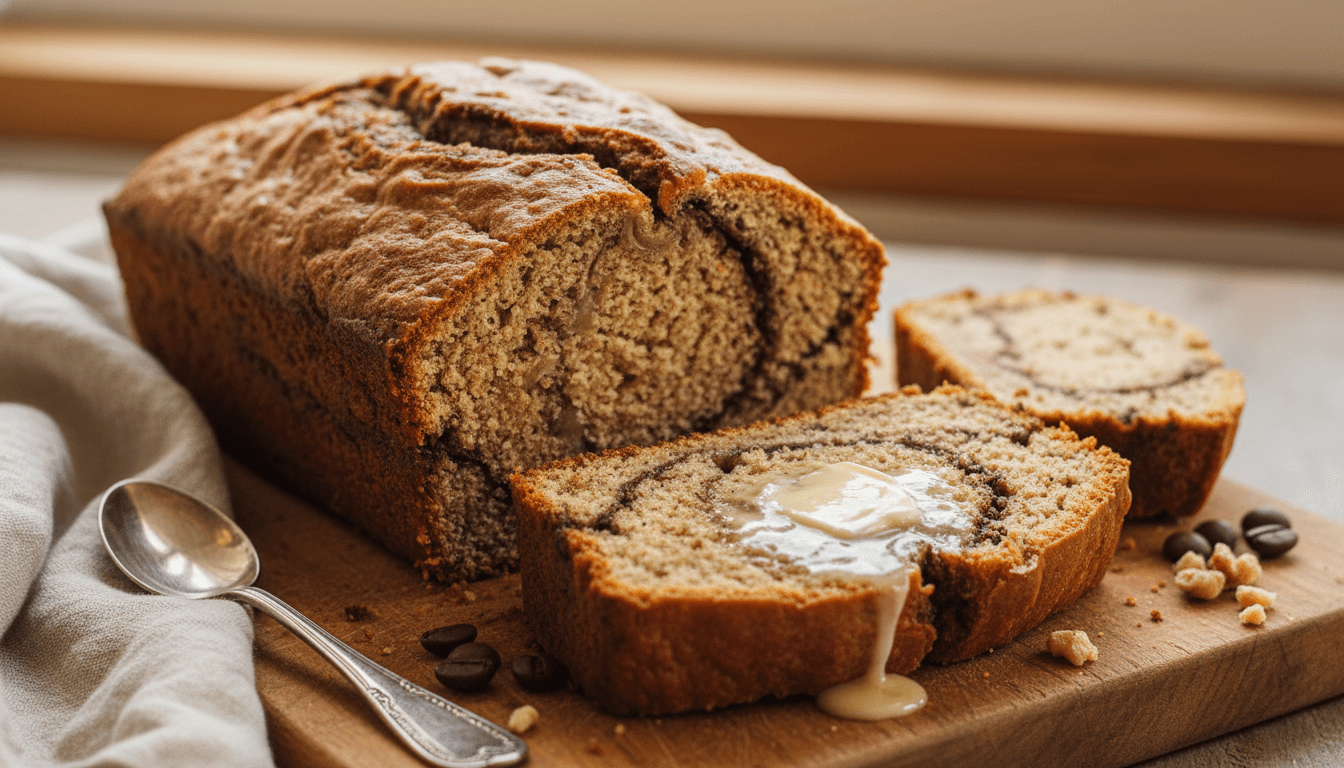 Sliced coffee banana bread