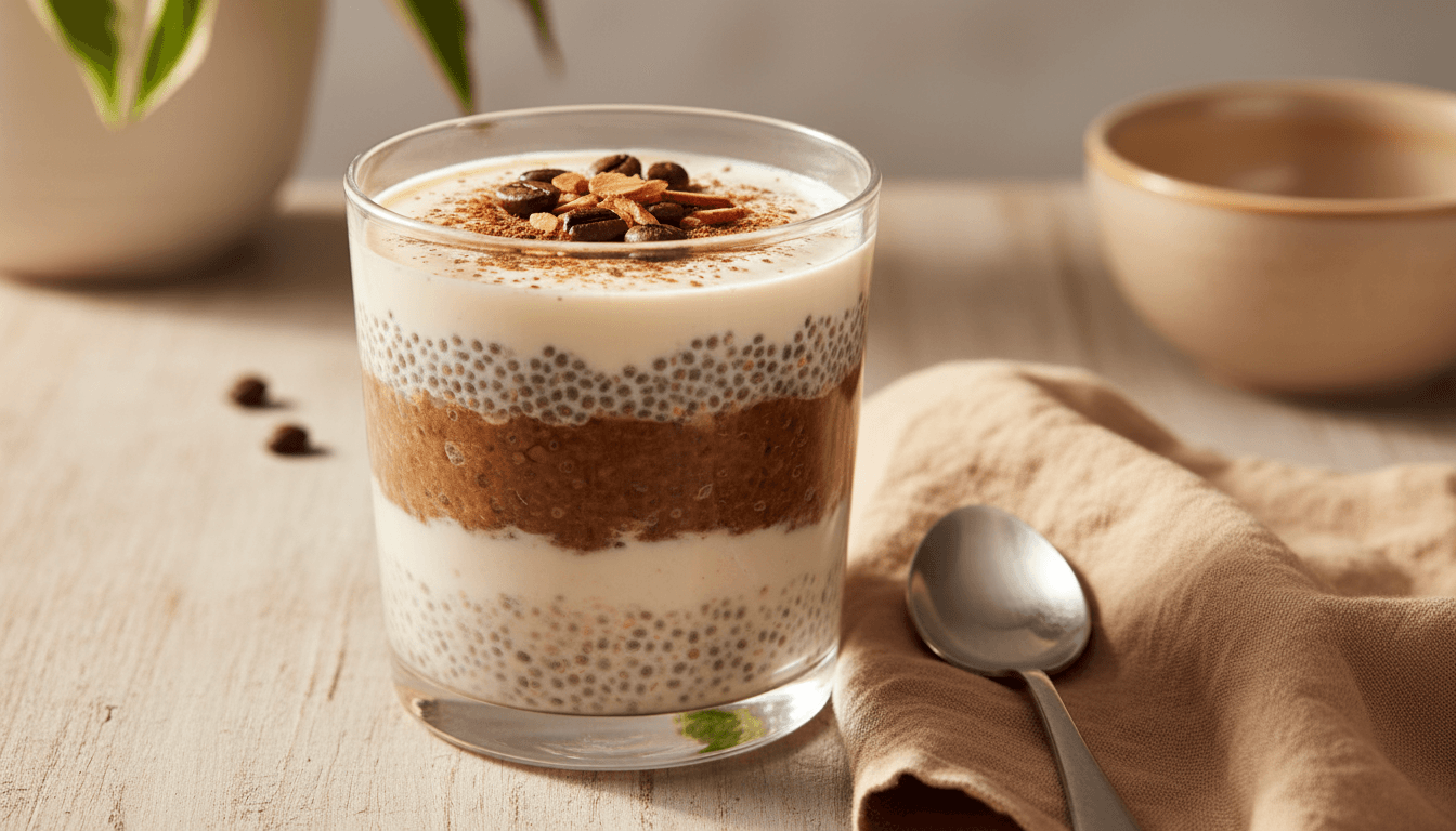 Coffee chia pudding with berries