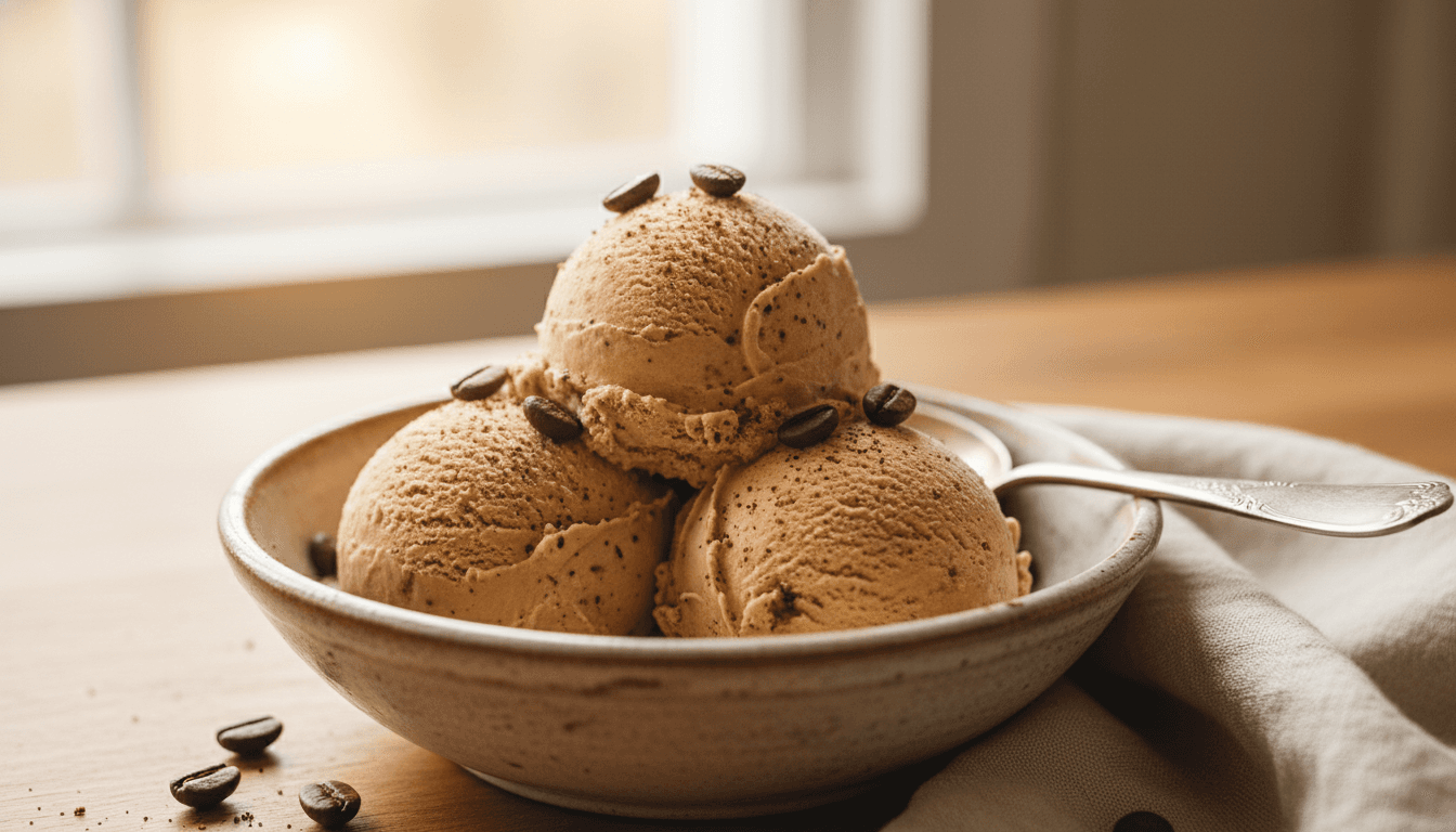 Scoops of coffee ice cream