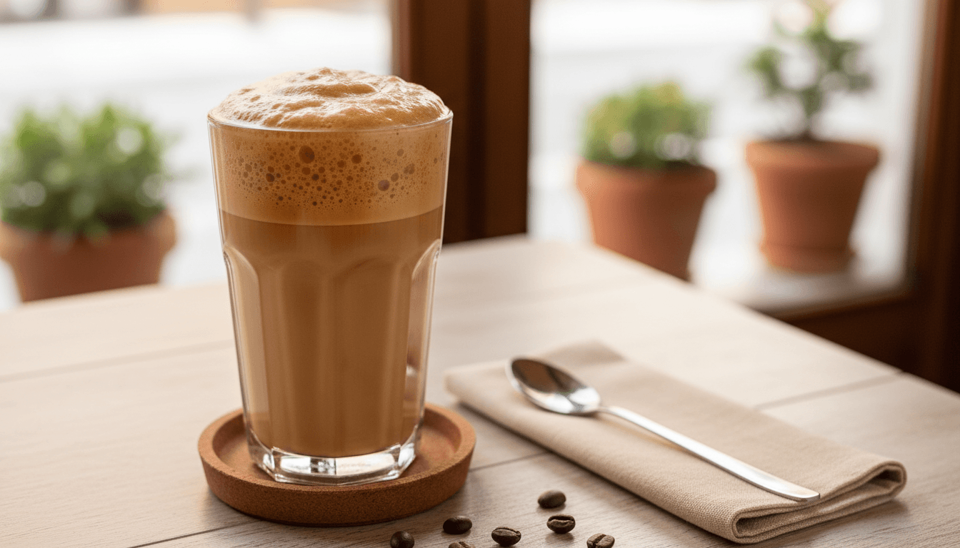 Frothy Greek frappé