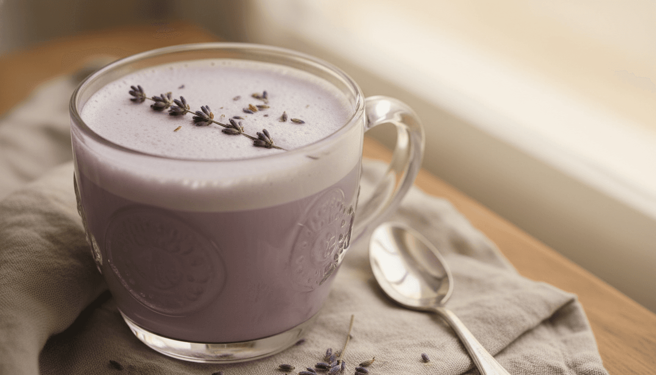 Lavender latte with purple hue