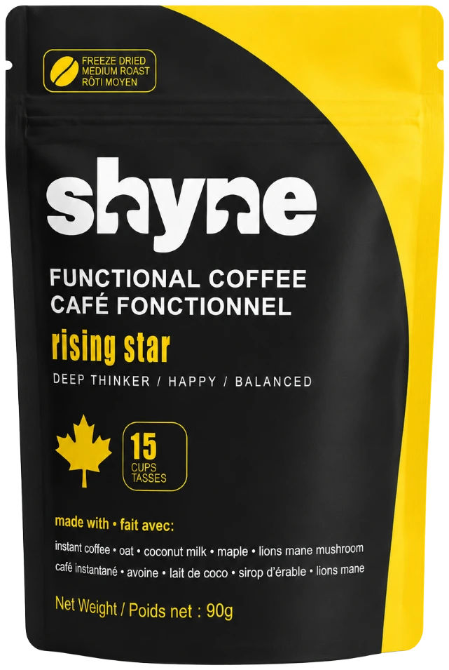 Shyne Rising Star — Lion's Mane mushroom coffee pack, freeze-dried instant, made in Canada