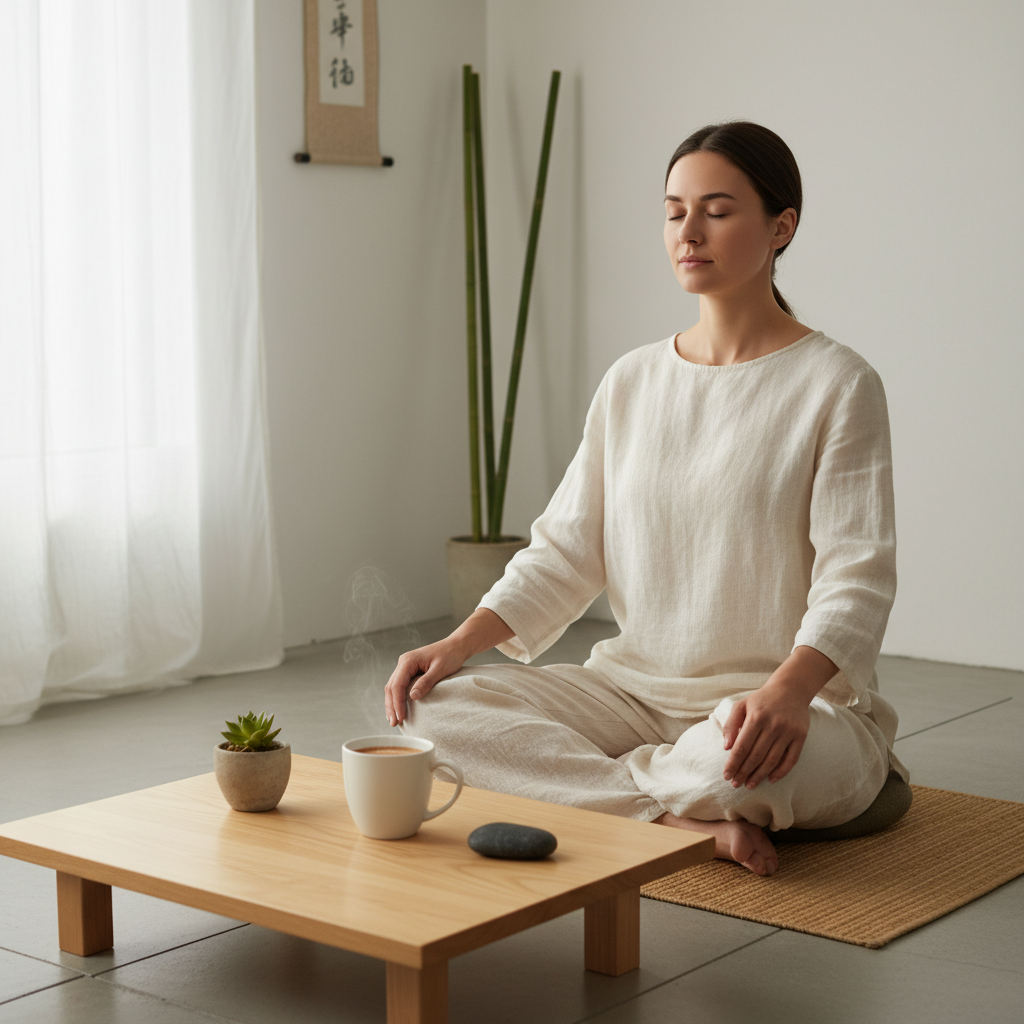 Stress relief moment with mushroom coffee