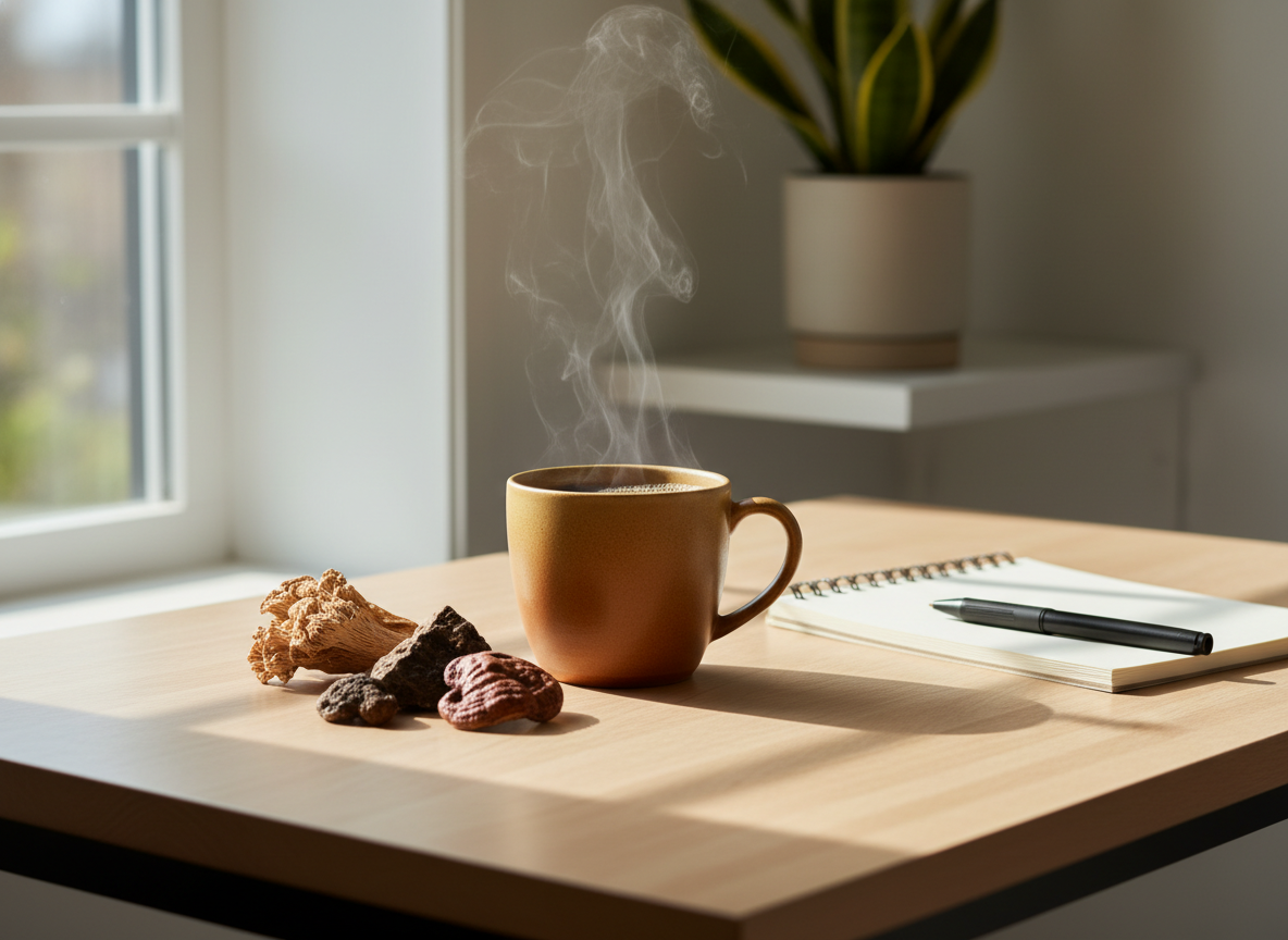 Pre-workout routine with mushroom coffee