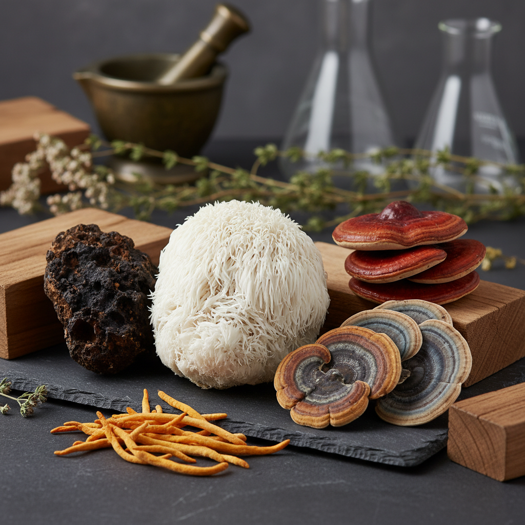 Functional mushroom varieties used in mushroom coffee